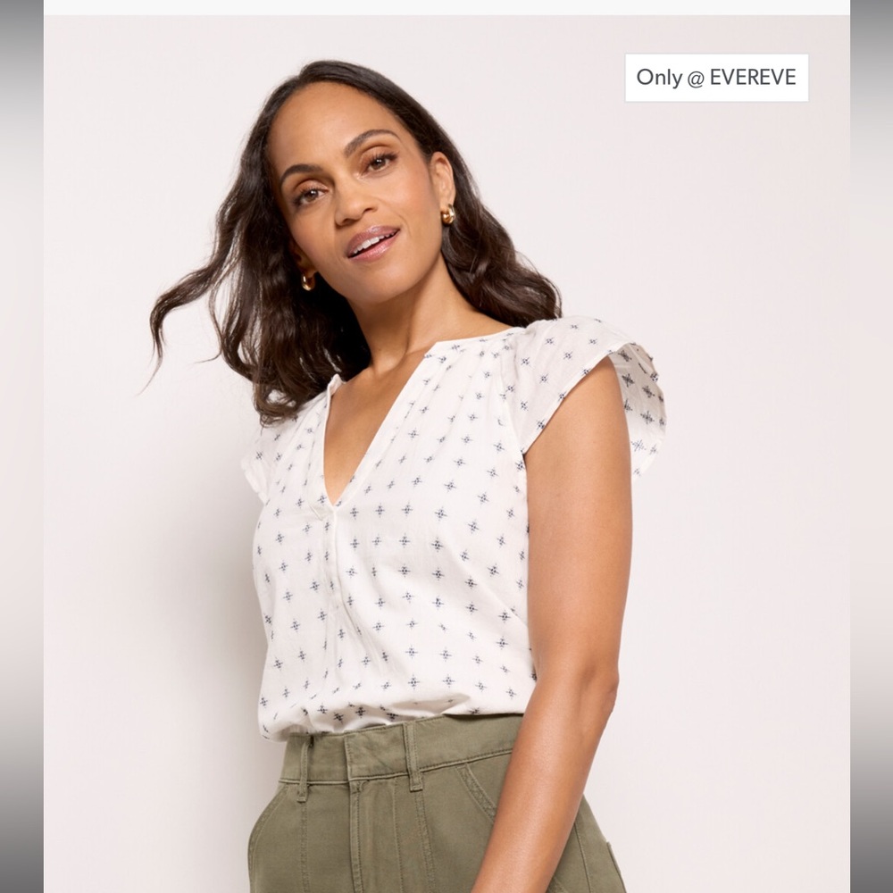Evereve Monica Ruffle Top NWT
